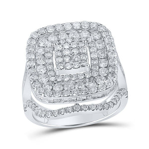 Diamond Fashion Ring | 10kt White Gold Womens Round Diamond Square Ring 2-3/4 Cttw | Splendid Jewellery GND