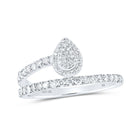 The Dazzling Teardrop Diamond Fashion Ring Top view from the 10Kt White Gold Womens Round Diamond Teardrop Band Ring 3 8 Cttwpin219975 collection by Splendid Jewellery