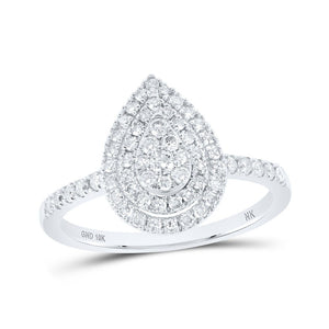 Diamond Fashion Ring | 10kt White Gold Womens Round Diamond Teardrop Ring 1/2 Cttw | Splendid Jewellery GND