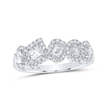 Load image into Gallery viewer, 10kt White Gold Women&#39;s Diamond Fusion Ring | Captivating Mix of Round, Princess, Pear, and Oval Diamonds | 3/4 Cttw | Splendid Jewellery Top view from the 10Kt White Gold Womens Round Princess Pear Oval Diamond Band Ring 3 4 Cttwpin230012 collection by Splendid Jewellery