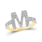 Mesmerizing 10kt Yellow Gold Baguette Diamond Initial M Letter Ring product  Top View from Splendid Jewellery