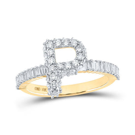 Dazzling Gold Diamond Initial Ring - Personalized Elegance in Yellow Gold product  Top View from Splendid Jewellery