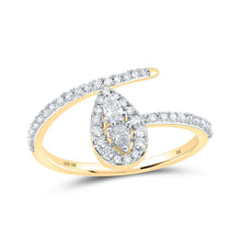 Load image into Gallery viewer, Radiant Glow: 10kt Yellow Gold Womens Pear Diamond Band Ring 3/8 Cttw product  Top View from Splendid Jewellery
