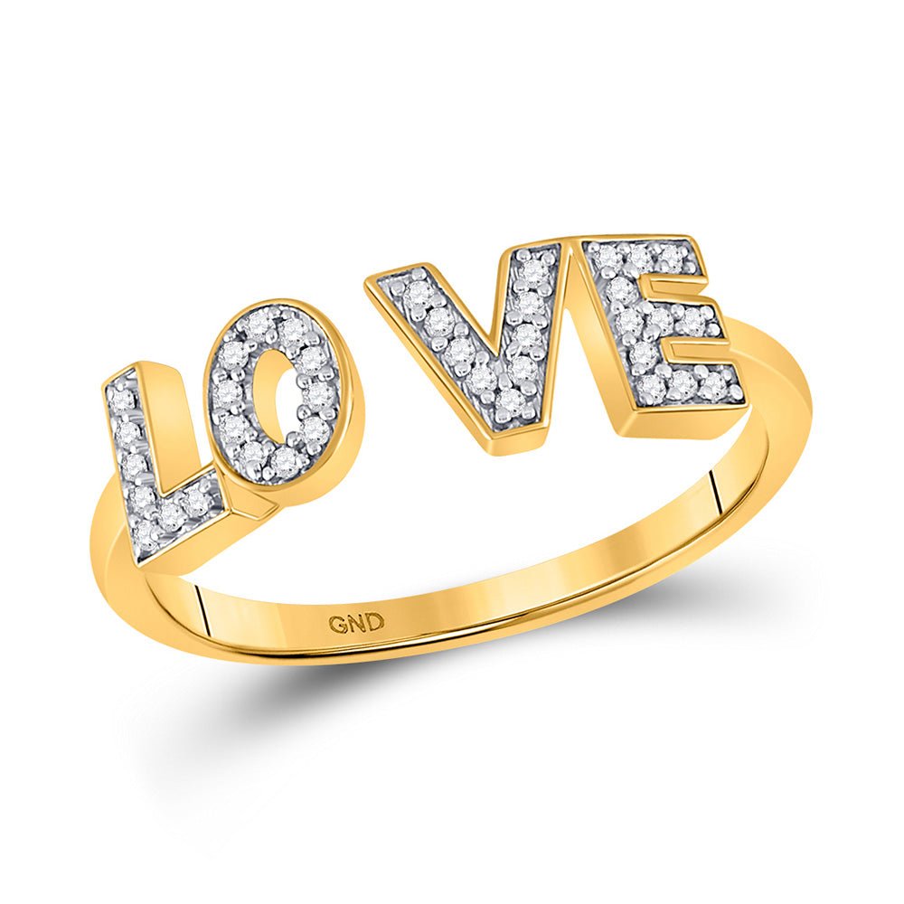 Diamond Fashion Ring | 10kt Yellow Gold Womens Round Diamond Bisected Love Fashion Ring 1/10 Cttw | Splendid Jewellery GND