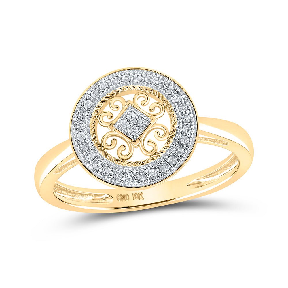 Diamond Fashion Ring | 10kt Yellow Gold Womens Round Diamond Circle Ring 1/10 Cttw | Splendid Jewellery GND