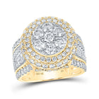 Radiant Brilliance: 10kt Yellow Gold Womens Round Diamond Cluster Ring 3 Cttw product  Top View from Splendid Jewellery