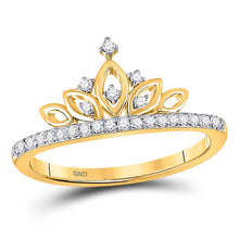 Load image into Gallery viewer, Regal Radiance 10kt Yellow Gold Diamond Crown Ring product  Top View from Splendid Jewellery