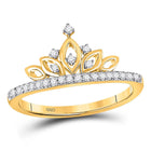 Regal Radiance 10kt Yellow Gold Diamond Crown Ring product  Top View from Splendid Jewellery