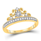 Regal Radiance: 10kt Yellow Gold Womens Round Diamond Crown Tiara Band Ring 1/5 Cttw product  Top View from Splendid Jewellery