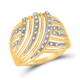 Radiant Gold Diamond Fashion Ring | 10kt Yellow Gold Womens Round Diamond Fashion Ring 1/10 Cttw product  Top View from Splendid Jewellery