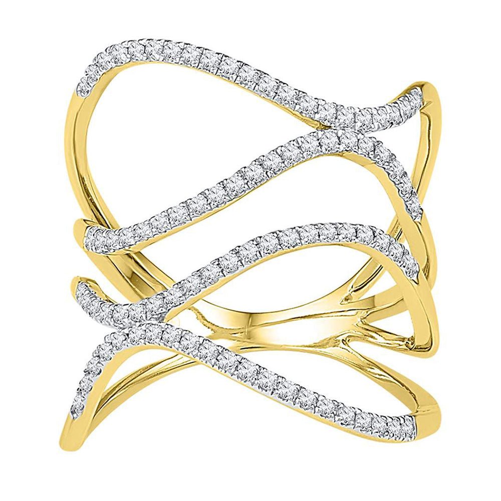 Diamond Fashion Ring | 10kt Yellow Gold Womens Round Diamond Freeform Statement Fashion Ring 3/8 Cttw | Splendid Jewellery GND
