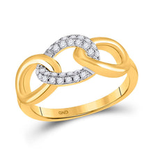 Load image into Gallery viewer, Radiant Elegance: 10kt Yellow Gold Womens Round Diamond Linked Oval Ring 1/5 Cttw product  Top View from Splendid Jewellery