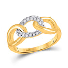 Radiant Elegance: 10kt Yellow Gold Womens Round Diamond Linked Oval Ring 1/5 Cttw product  Top View from Splendid Jewellery