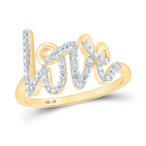 Diamond Fashion Ring | 10kt Yellow Gold Womens Round Diamond Love Fashion Ring 1/5 Cttw | Splendid Jewellery GND