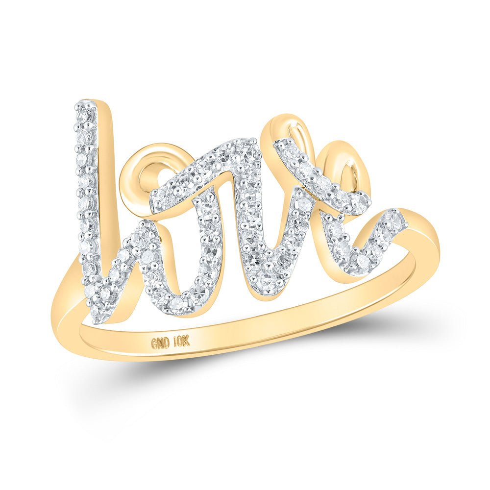 Diamond Fashion Ring | 10kt Yellow Gold Womens Round Diamond Love Fashion Ring 1/5 Cttw | Splendid Jewellery GND