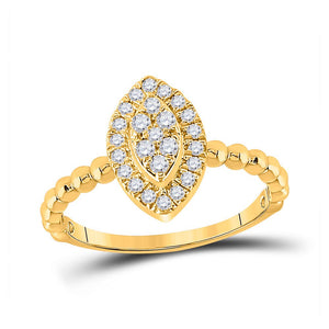 Diamond Fashion Ring | 10kt Yellow Gold Womens Round Diamond Oval Cluster Ring 1/3 Cttw | Splendid Jewellery GND