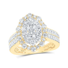 Load image into Gallery viewer, Radiant Elegance: 10kt Yellow Gold Womens Round Diamond Oval Fashion Ring 1-5/8 Cttw product  Top View from Splendid Jewellery