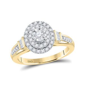 Diamond Fashion Ring | 10kt Yellow Gold Womens Round Diamond Oval Ring 1/2 Cttw | Splendid Jewellery GND