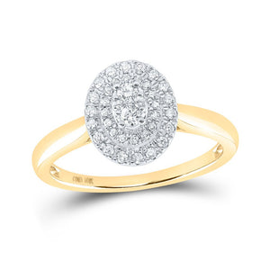 Diamond Fashion Ring | 10kt Yellow Gold Womens Round Diamond Oval Ring 1/3 Cttw | Splendid Jewellery GND