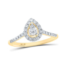 Load image into Gallery viewer, Pear-Shaped Halo Diamond Fashion Ring in 10kt Yellow Gold | Splendid Jewellery product  Top View from Splendid Jewellery