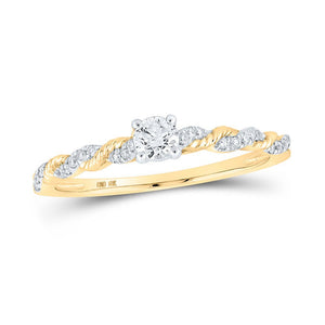 Diamond Fashion Ring | 10kt Yellow Gold Womens Round Diamond Rope Solitaire Ring 1/4 Cttw | Splendid Jewellery GND