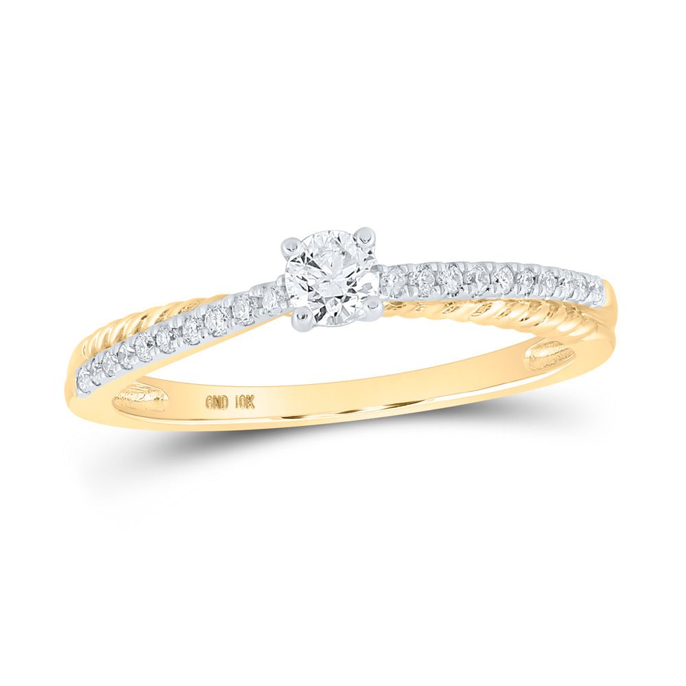 Diamond Fashion Ring | 10kt Yellow Gold Womens Round Diamond Solitaire Ring 1/4 Cttw | Splendid Jewellery GND