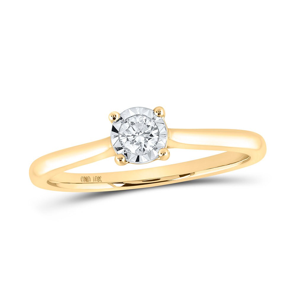 Diamond Fashion Ring | 10kt Yellow Gold Womens Round Diamond Solitaire Ring 1/6 Cttw | Splendid Jewellery GND