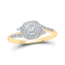 Load image into Gallery viewer, Radiant Elegance: 10kt Yellow Gold Womens Round Diamond Square Ring 1/3 Cttw - Top View