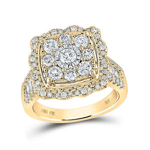 Diamond Fashion Ring | 10kt Yellow Gold Womens Round Diamond Square Ring 2 Cttw | Splendid Jewellery GND