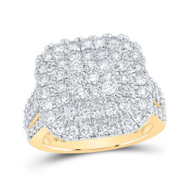 Radiant Brilliance: 10kt Yellow Gold Womens Round Diamond Square Ring 3 Cttw - Top View
