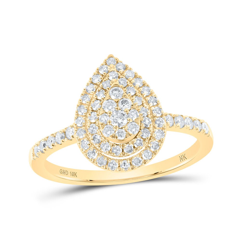 Diamond Fashion Ring | 10kt Yellow Gold Womens Round Diamond Teardrop Ring 1/2 Cttw | Splendid Jewellery GND