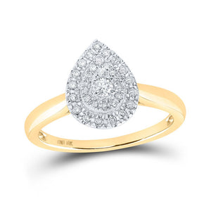 Diamond Fashion Ring | 10kt Yellow Gold Womens Round Diamond Teardrop Ring 1/3 Cttw | Splendid Jewellery GND