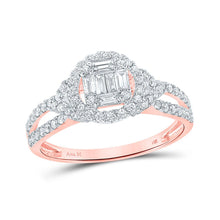 Load image into Gallery viewer, Radiant Rose Gold Baguette and Round Diamond Fashion Ring - Top View