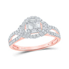 Radiant Rose Gold Baguette and Round Diamond Fashion Ring - Top View