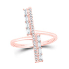 14kt Rose Gold Baguette Diamond Linear Bar Fashion Ring - Captivating Elegance - Top View