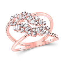 Load image into Gallery viewer, Radiant Rose Gold Diamond Scattered Band Ring - Top View