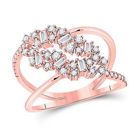Radiant Rose Gold Diamond Scattered Band Ring - Top View