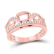 Load image into Gallery viewer, 14kt Rose Gold Diamond Chain Link Fashion Ring - A Dazzling Delight - Top View