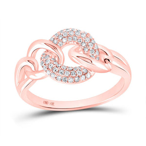 Diamond Fashion Ring | 14kt Rose Gold Womens Round Diamond Curb Link Ring 1/5 Cttw | Splendid Jewellery GND