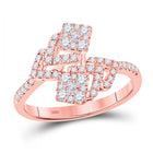 Radiant Rose Gold Diamond Fashion Ring: 14kt Rose Gold Womens Round Diamond Fashion Ring 1/2 Cttw - Top View
