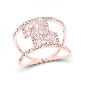 Radiant Rose Gold Diamond Fashion Ring - Top View