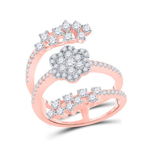 Diamond Fashion Ring | 14kt Rose Gold Womens Round Diamond Spiral Cluster Ring 1 Cttw | Splendid Jewellery GND