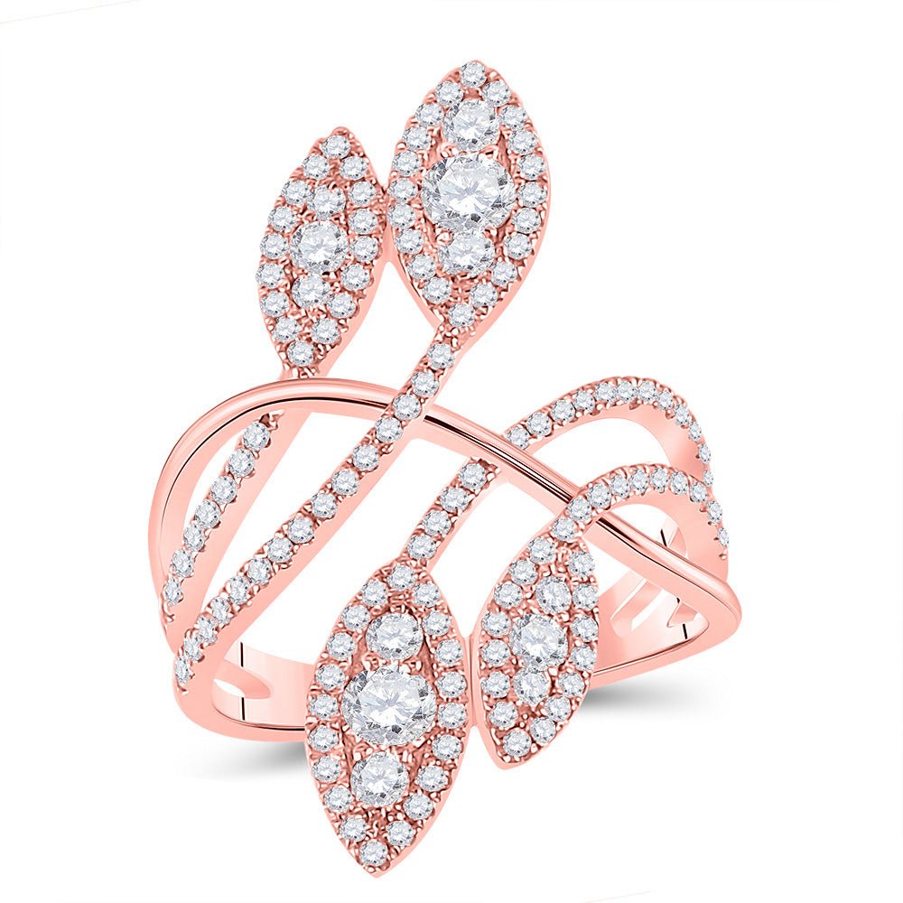 Diamond Fashion Ring | 14kt Rose Gold Womens Round Diamond Statement Fashion Ring 1-1/5 Cttw | Splendid Jewellery GND