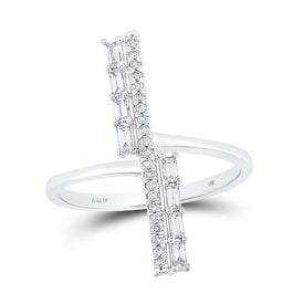 Dazzling Baguette Diamond Linear Bar Fashion Ring - Top View