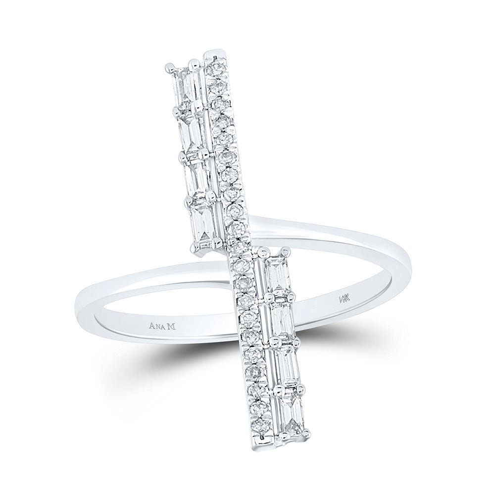 Diamond Fashion Ring | 14kt White Gold Womens Baguette Diamond Linear Bar Fashion Ring 1/4 Cttw | Splendid Jewellery GND