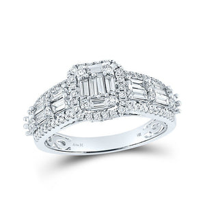 Diamond Fashion Ring | 14kt White Gold Womens Baguette Diamond Square Fashion Ring 1 Cttw | Splendid Jewellery GND