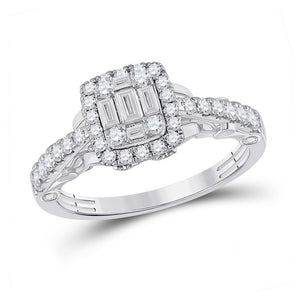 Diamond Fashion Ring | 14kt White Gold Womens Baguette Diamond Square Ring 3/4 Cttw | Splendid Jewellery GND