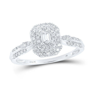 Diamond Fashion Ring | 14kt White Gold Womens Emerald Diamond Fashion Ring 1/2 Cttw | Splendid Jewellery GND
