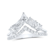Load image into Gallery viewer, Exquisite Brilliance: 14kt White Gold Womens Princess Diamond Fashion Ring - Top View