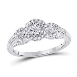Diamond Fashion Ring | 14kt White Gold Womens Round Diamond 3-stone Ring 1/4 Cttw | Splendid Jewellery GND